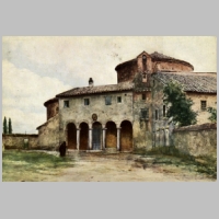 Basilica di Santo Stefano Rotondo al Celio di Roma, Vorhalle von 1140, Gemälde von Ettore Roesler Franz, um 1880, Wikipedia.jpg